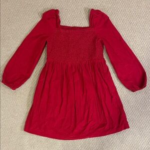 GAP Girls Crimson Smocked Long-Sleeve Dress